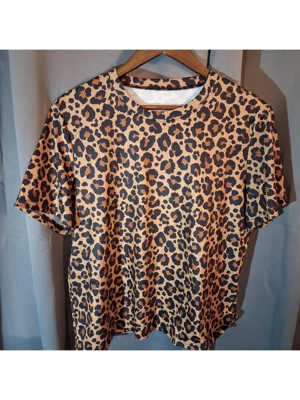 XL Leopard Print Polyester Blend Top